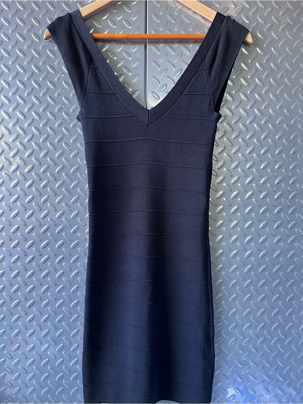 BCBGeneration Black Bandage Bodycon Dress Size S Strappy Back